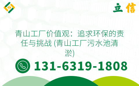 青山工厂价值观：追求环保的责任与挑战 (青山工厂污水池清淤)